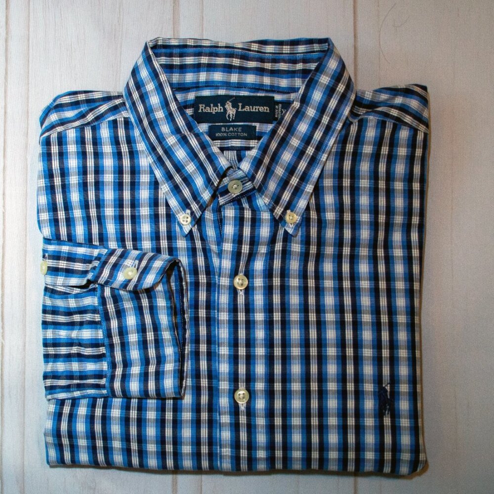 Polo Ralph Lauren Blake Fit Button Down Shirt Blue Plaid Men’s XL